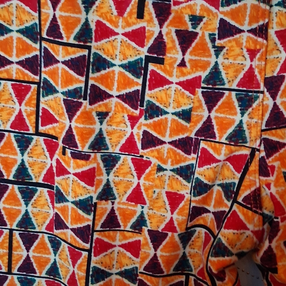 LuLaRoe Geometric Patterned Leggings - Orange and Black - Picture 4 of 5